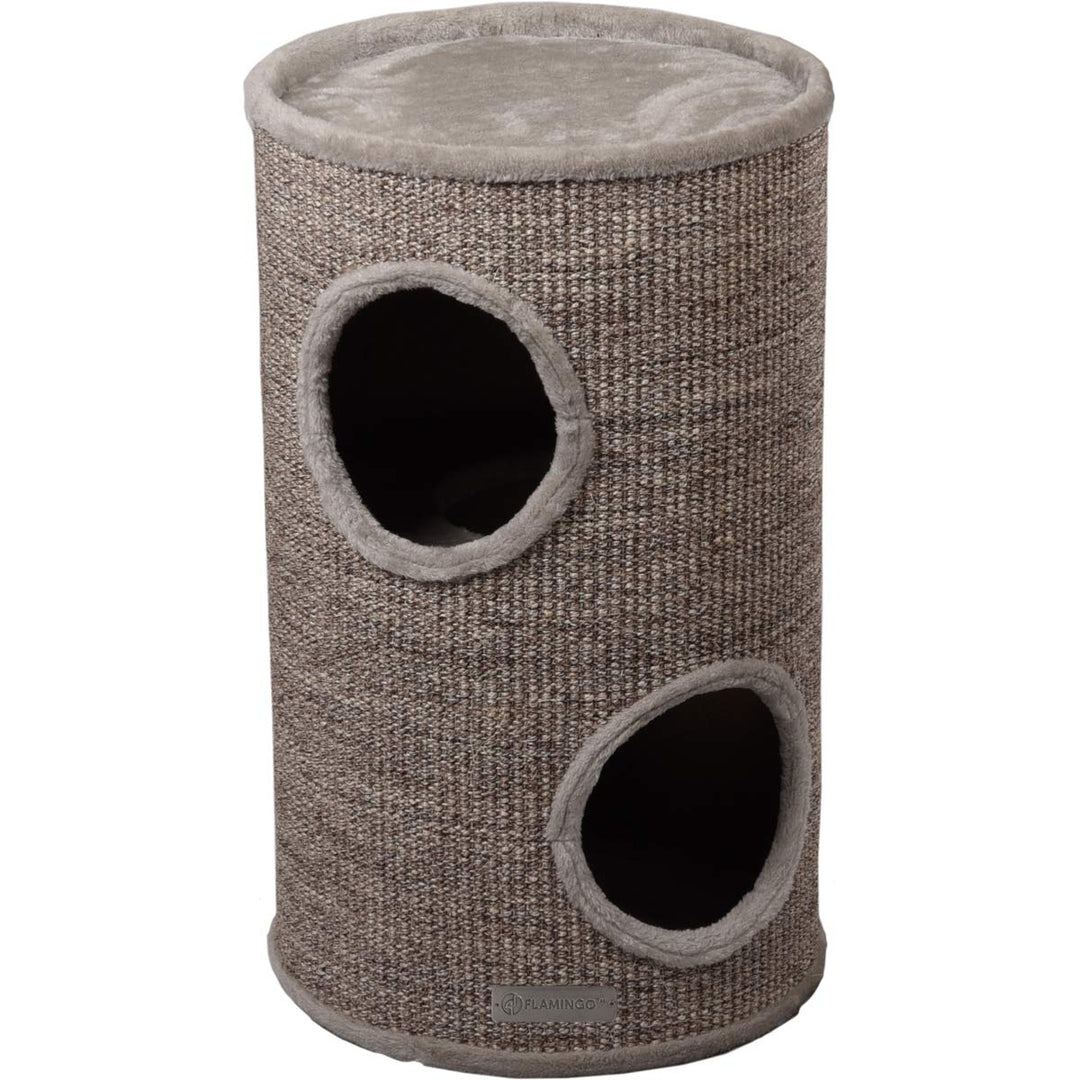 kratztonne für Katzen – Flamingo Greta S – 60 cm – Ø 35 cm – Sisal & Plüsch – 2 Etagen