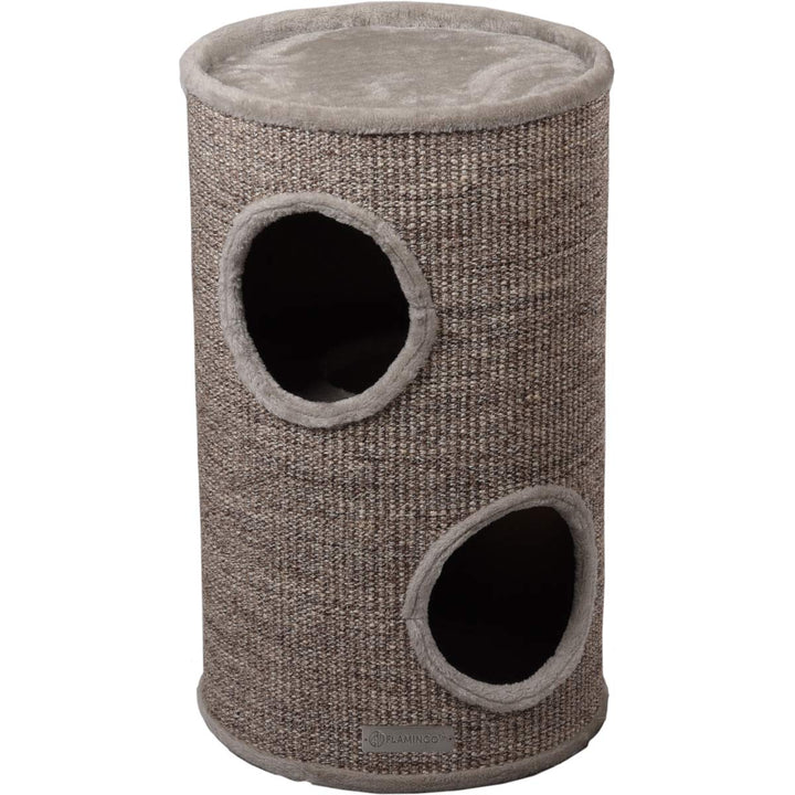 kratztonne für Katzen – Flamingo Greta S – 60 cm – Ø 35 cm – Sisal & Plüsch – 2 Etagen