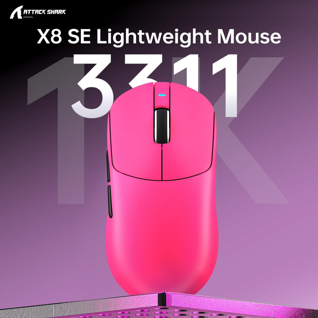 ATTACK SHARK X8SE Mouse for Large Hand, 55g Superlight, PixArt PAW3311 Gaming Sensor, BT/2.4G Wirele