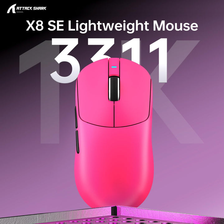 ATTACK SHARK X8SE Mouse for Large Hand, 55g Superlight, PixArt PAW3311 Gaming Sensor, BT/2.4G Wirele