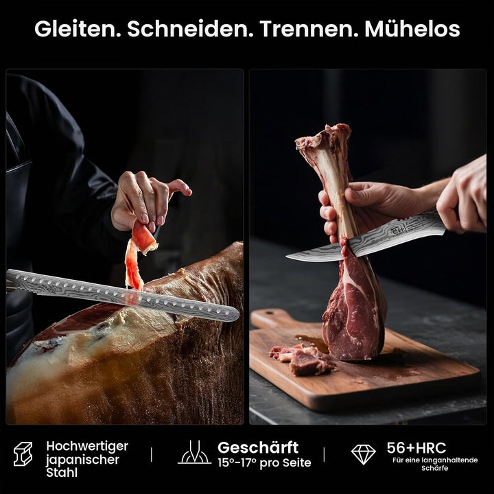 Fleischermesser Set 2-teilig, Küchenmesser zum Schneiden von Fleisch, Hackmesser, Ausbeinmesser &amp; Ze