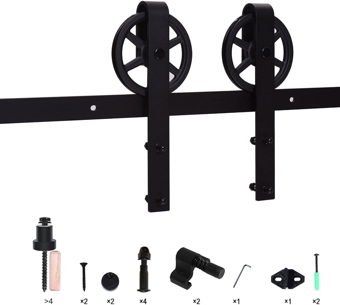 WOLFBIRD 213cm/7ft Schiebetürbeschlag Set Schiebetürsystem Zubehörteil Schiebetür Komplettset mit Ei
