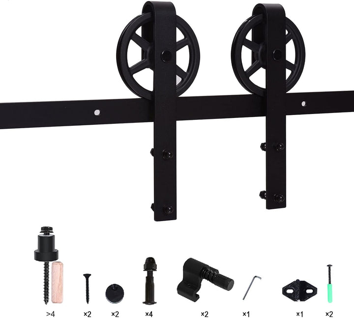 WOLFBIRD 213cm/7ft Schiebetürbeschlag Set Schiebetürsystem Zubehörteil Schiebetür Komplettset mit Ei