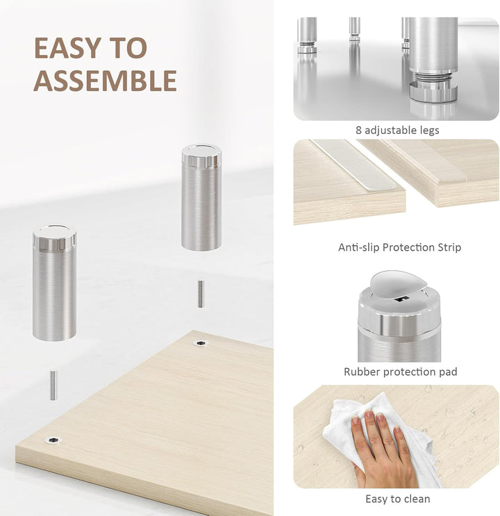 AX Waber Dual Monitor Riser - Einstellbare Länge & Winkel, Holzständer für 2 Monitore mit Stauraum W