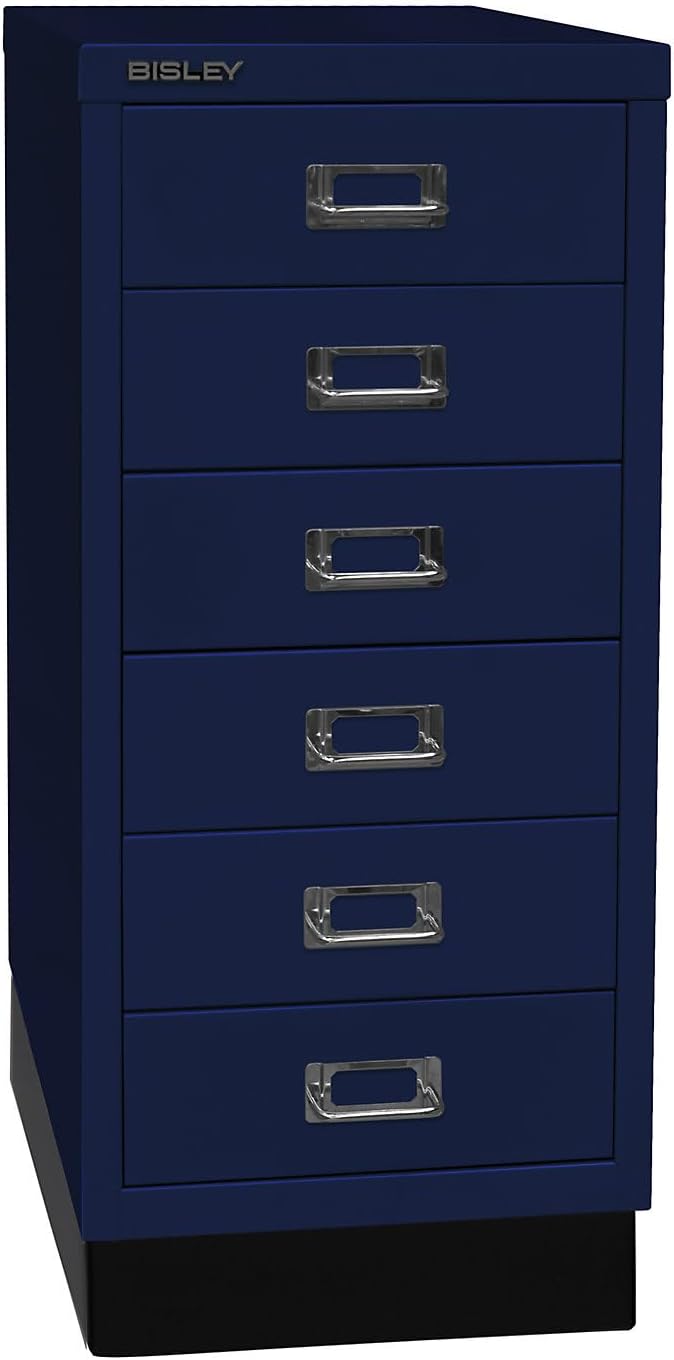 BISLEY MultiDrawer, 29er Serie mit Sockel, DIN A4, 6 Schubladen, Metall, 639 Oxfordblau, 38 x 27.9 x