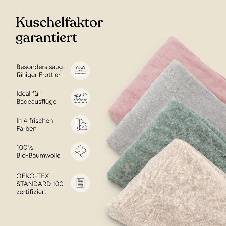 Ehrenkind® Bio-Baumwoll Badeponcho Kinder 1-5 Jahre | OEKO TEX | Sanft, Saugstark & Kuschelig | Bade