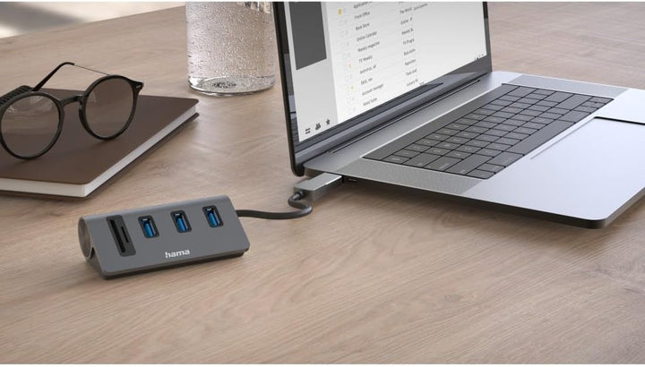 Hama USB-Hub und Kartenleser 5 Ports (3x USB-A, 1x SD, 1x microSD, mit USB-C-Adapter, bis 5 Gbit/s,