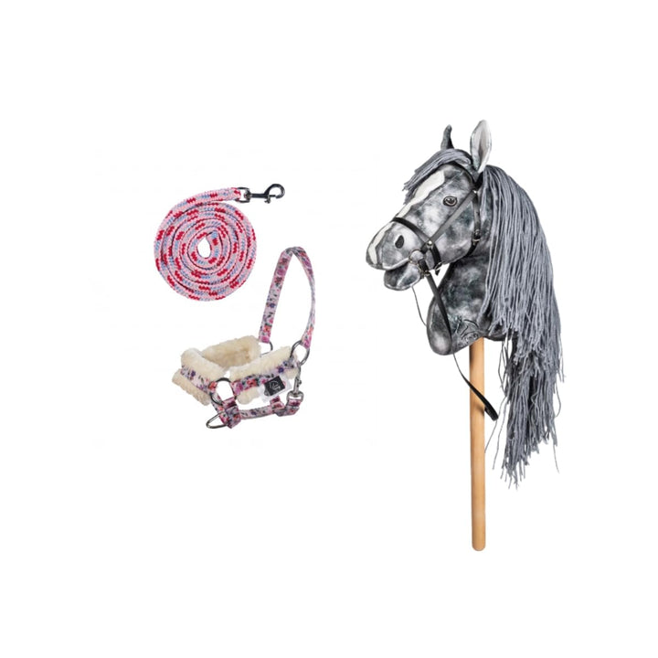 HKM HC Hobby Horse Clara Halfter & Strick Flower – Steckenpferd Set für Kinder – Pferde-Spielzeug mi