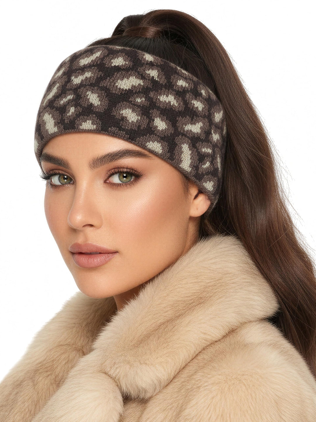 Baesics Stirnband Leo Braun für Damen & Herren – warme & elastische Unisex Ohrenwärmer mit Fleecefut