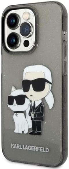 Karl Lagerfeld KLHCP14XHNKCTGK Hülle für iPhone 14 Pro Max 6,7" Schwarz hardcase Gliter Karl&Choupet