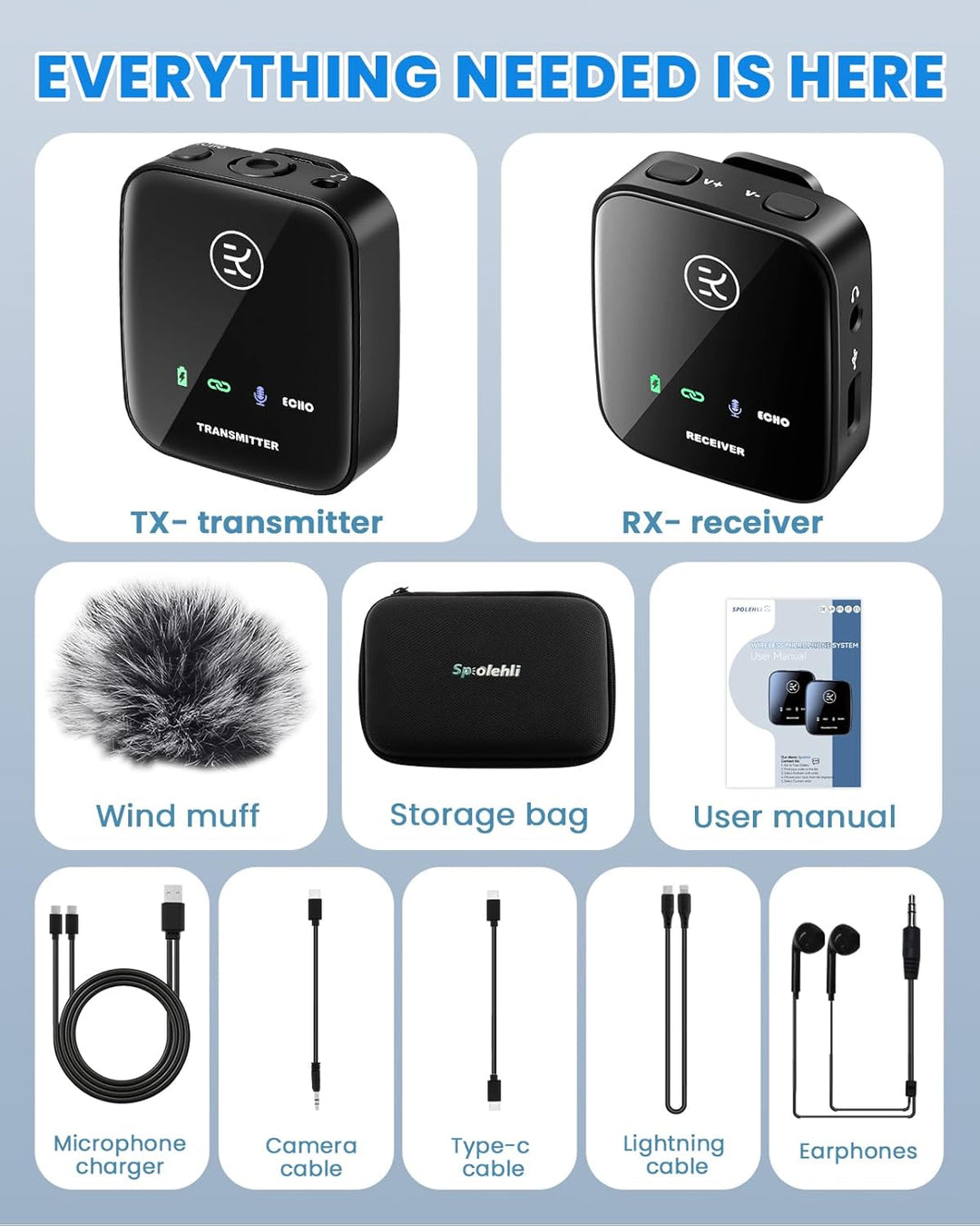 lavalier mikrofon Wireless mit Aufbewahrungsbox, kabelloses Mikrofon für iPhone/Typ-C/Kamera/Laptop,