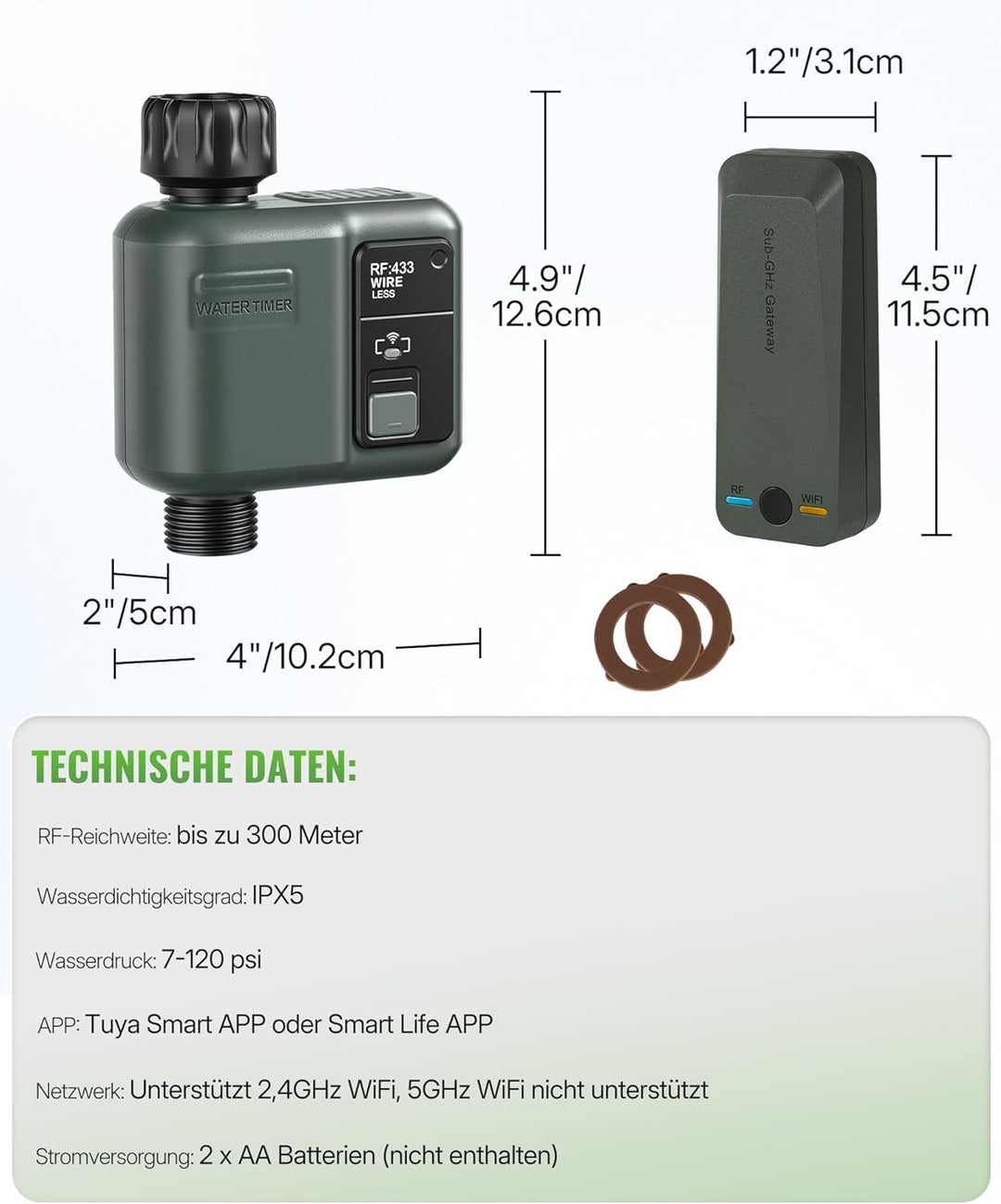 Bewässerungscomputer WLAN, Smart Zeitschaltuhr Gartenbewässerung, Bewässerungsautomat, Bewässerung Z