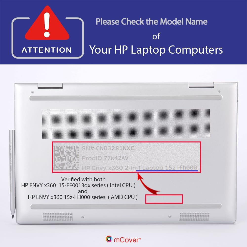 mCover Nur kompatibel mit HP Envy x360 15-FE0000 (Intel CPU) / 15-FH0000 (AMD CPU) (AMD CPU) Serie (