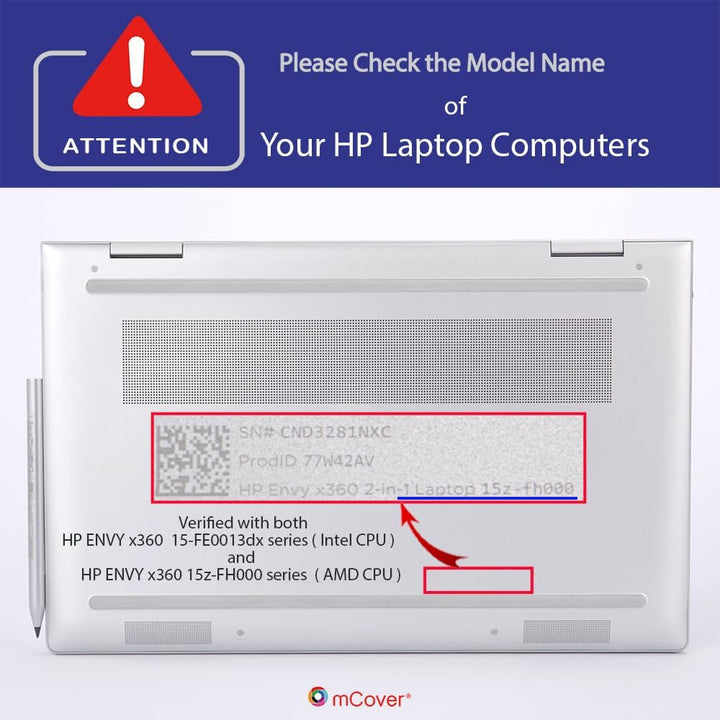 mCover Nur kompatibel mit HP Envy x360 15-FE0000 (Intel CPU) / 15-FH0000 (AMD CPU) (AMD CPU) Serie (