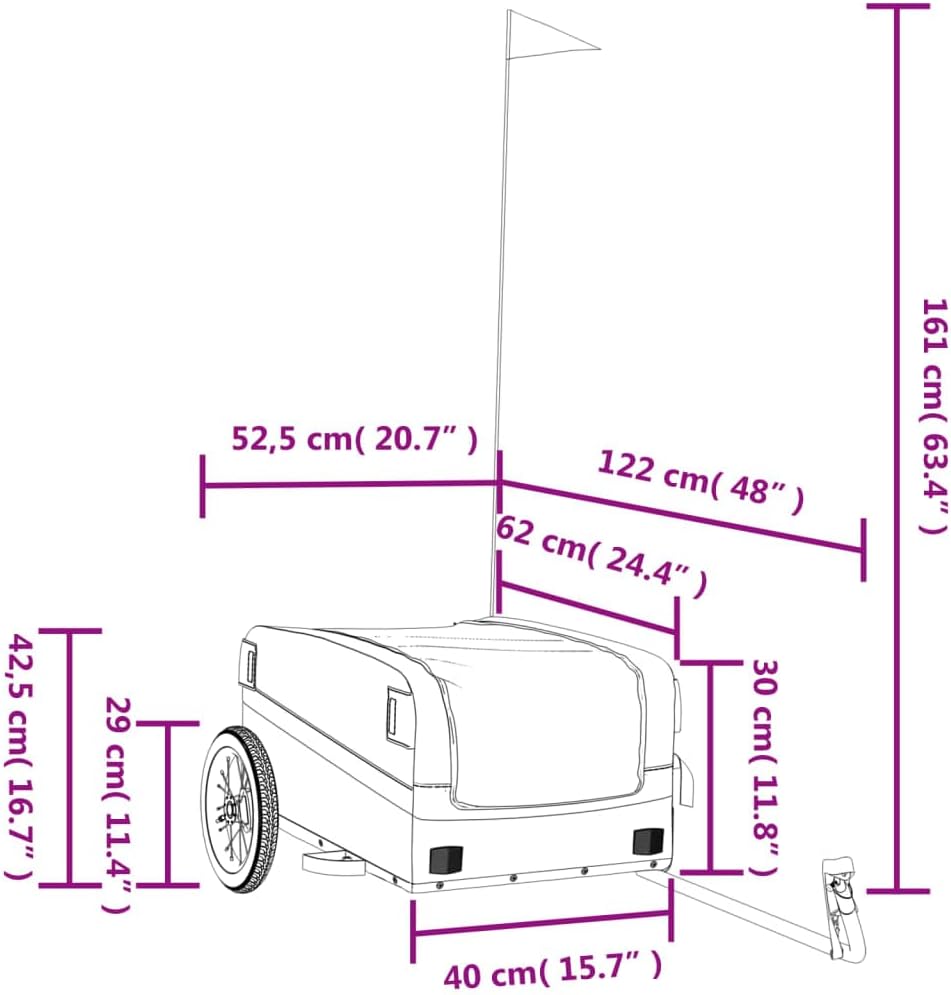Fahrradanhänger Schwarz und Grün Lasten Cargo Trailer mit Deichsel und Sicherheitsflagge, klappbar,