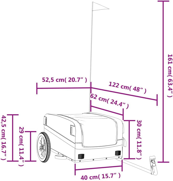 Fahrradanhänger Schwarz und Grün Lasten Cargo Trailer mit Deichsel und Sicherheitsflagge, klappbar,