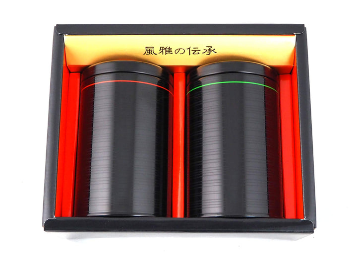 Teedosen-Set ITOURUSHI hergestellt in Japan Geschenk-Set in Schwarz Ø 7,8 cm, H. 12 cm für je ca. 15