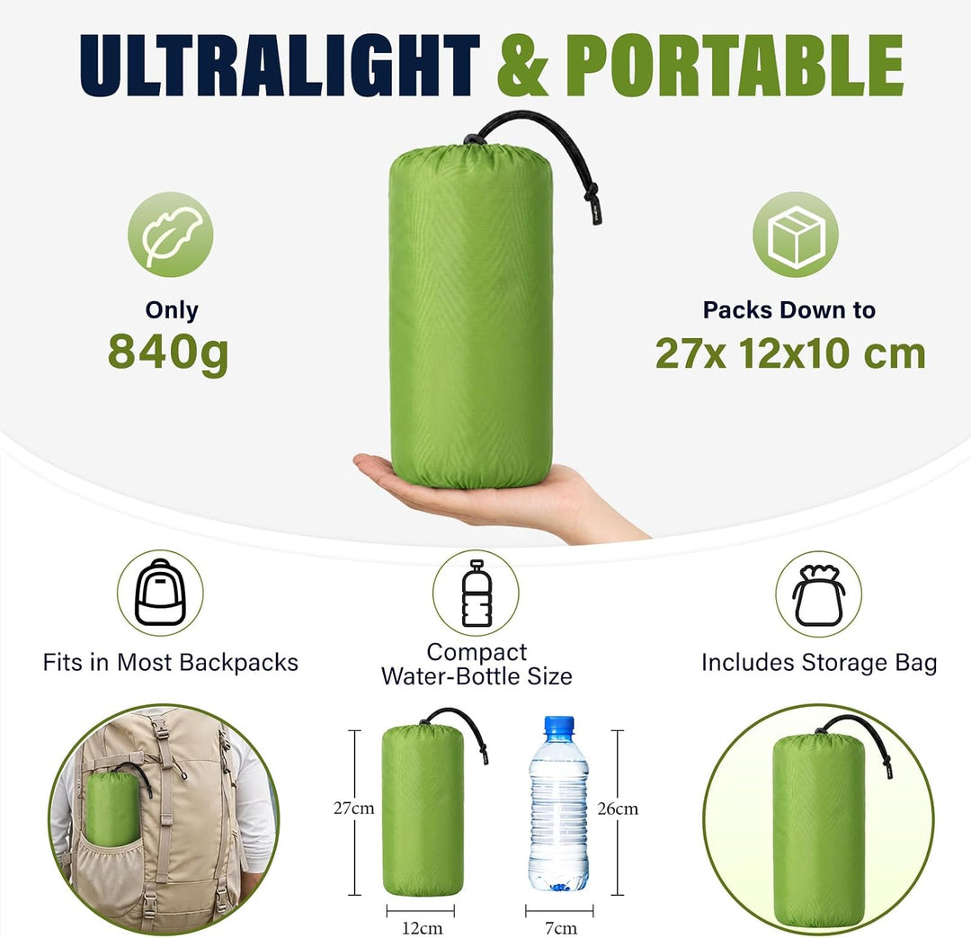 Isomatte Camping, 10CM Aufblasbare Matratze Kompakte, Ultraleicht Camping Luftmatratze mit Kissen &amp;