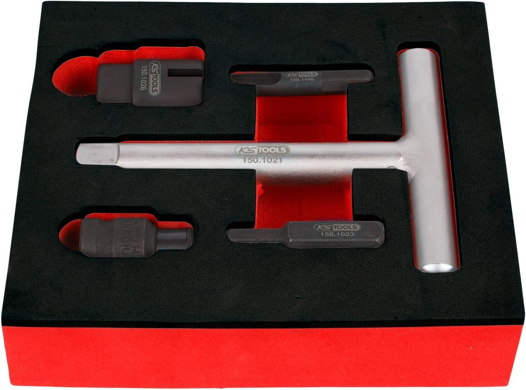 KS Tools 150.1020 1/4"+3/8" Öldienst-Spezialprofil-Satz für Kunststoff-Ölablassschrauben, 5-teilig