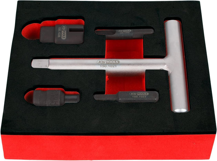 KS Tools 150.1020 1/4"+3/8" Öldienst-Spezialprofil-Satz für Kunststoff-Ölablassschrauben, 5-teilig