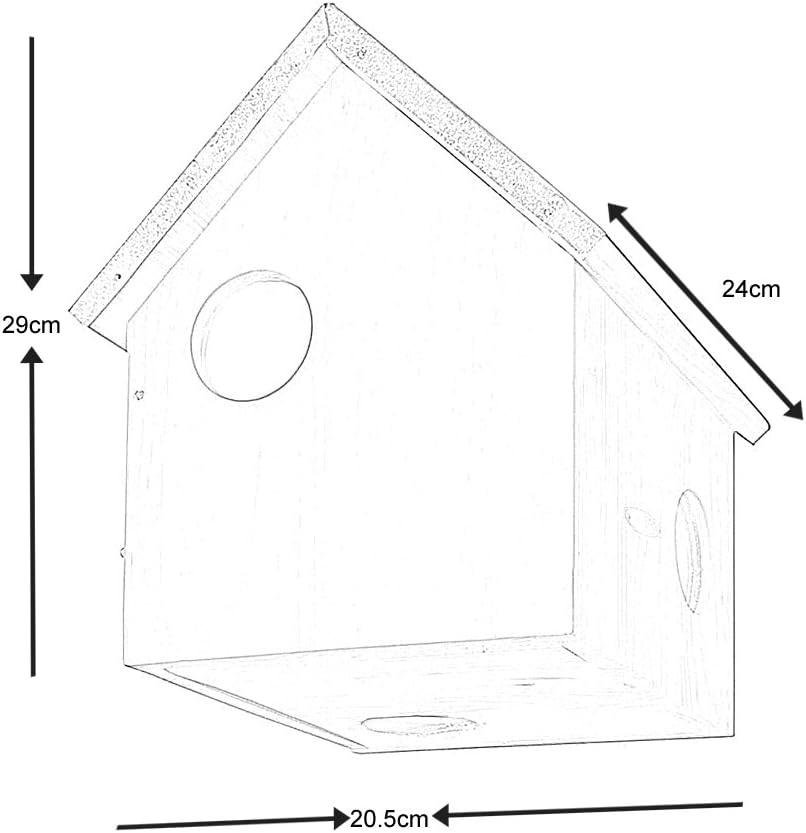 Esschert Design Futterhaus, Futterstation für Eichhörnchen mit Metalldach, DREI Eingänge, ca. 25,3 c