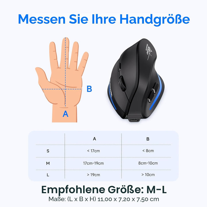 Update-Version 2.4G Vertikale Ergonomische Maus, Silent RGB Vertical Maus, 4800 DPI, 6 Tasten Wieder
