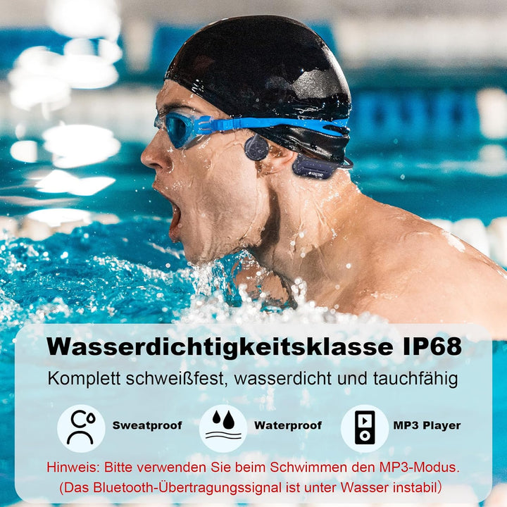 Voistek Knochenschall Kopfhörer,Bluetooth Open Ear Sportkopfhörer Kabellos mit IPX8 Wasserdichtigkei