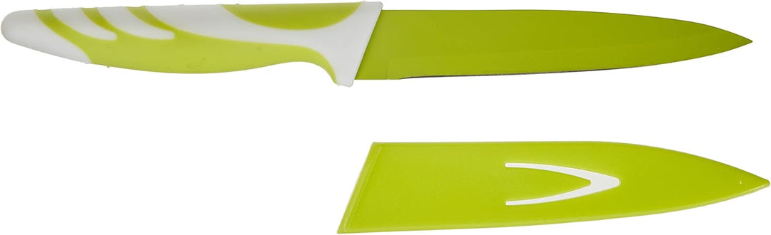 IBILI Multiuse Kitchen Knife with Protection, Stainless Steel, White/Green, 12.5 cm