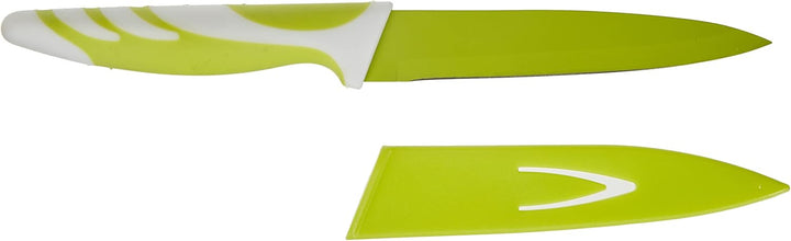 IBILI Multiuse Kitchen Knife with Protection, Stainless Steel, White/Green, 12.5 cm