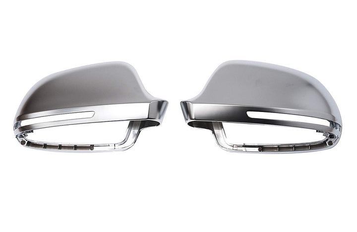 Aluminium Look Design Spiegel Abdeckung Kappe Gehäuse Links+Rechts