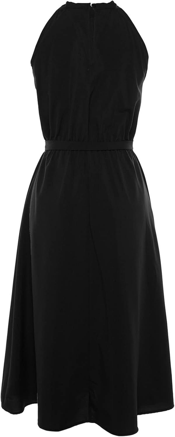 TRENDYOL Frau Midi A-Linie Regular Fit Webstoff Kleid 42 Schwarz, 42 Schwarz