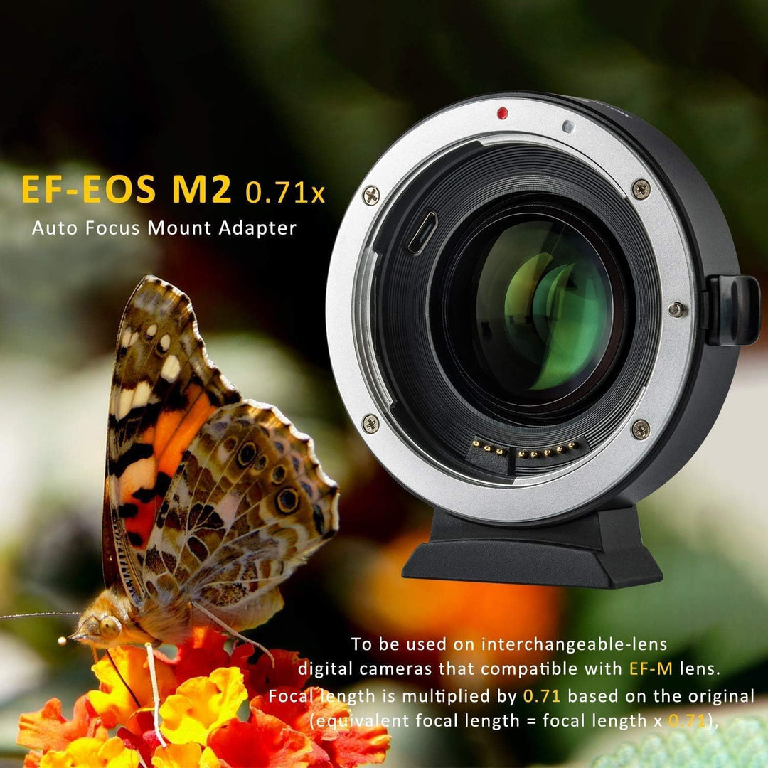 EF-EOS M2 Autofokus Objektiv-Adapter 0.71x Speed-Booster für Canon EF-Objektiv zu Canon EOS-M (EF-M