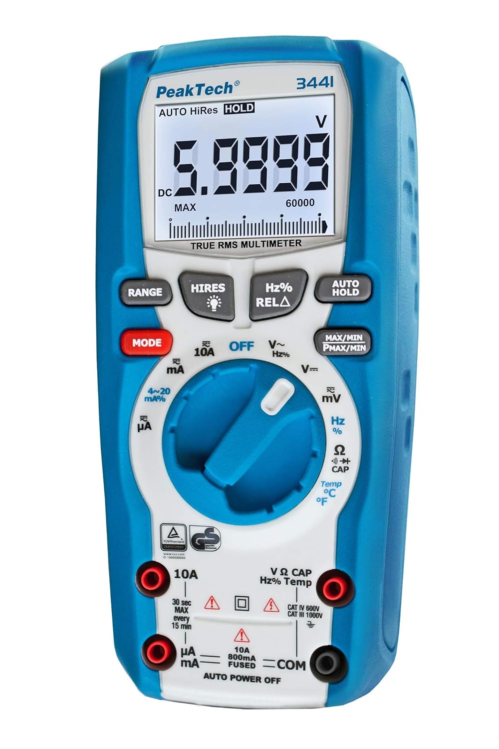 PeakTech 3441 – True RMS Digital Multimeter - CAT III 1000 V, Blau &amp; P 4250 4250 - Stromzangen-Adapt