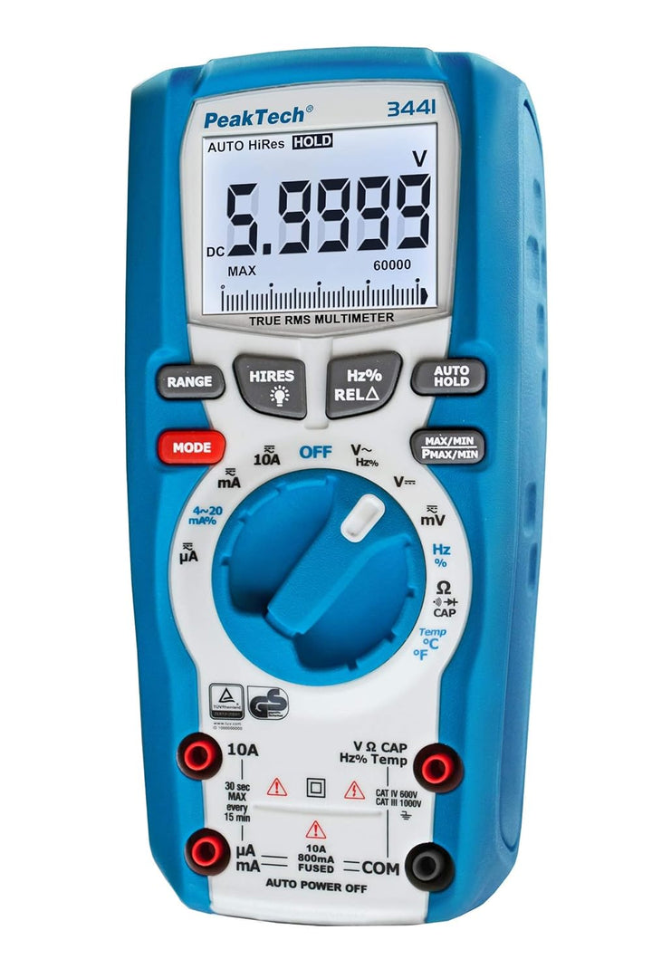 PeakTech 3441 – True RMS Digital Multimeter - CAT III 1000 V, Blau &amp; P 4250 4250 - Stromzangen-Adapt