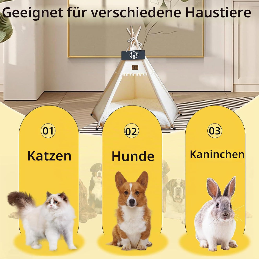 Tipi Zelt fur Katzen und Hunde Haustierzelte Häuser mit Plüschkissen Luxery Hundezelt Katzenzelt Abn