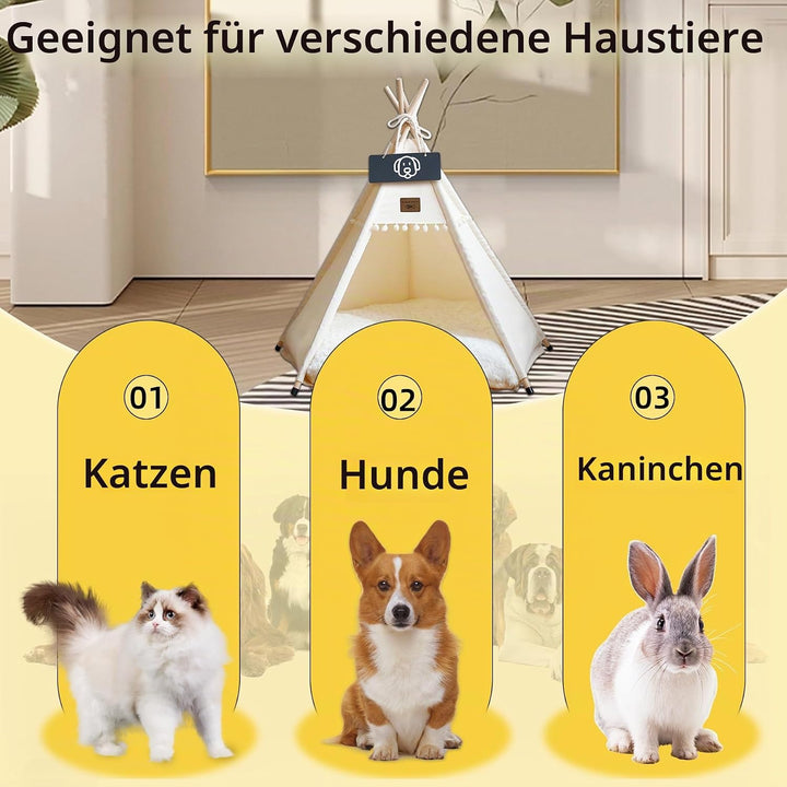 Tipi Zelt fur Katzen und Hunde Haustierzelte Häuser mit Plüschkissen Luxery Hundezelt Katzenzelt Abn