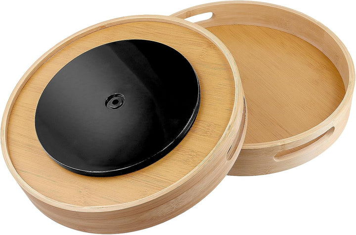 CHUIFAI 2 Stück 30cm Holz Drehteller, Bambus Lazy Susan Küchen Drehteller Organizer Holz Gewürzregal