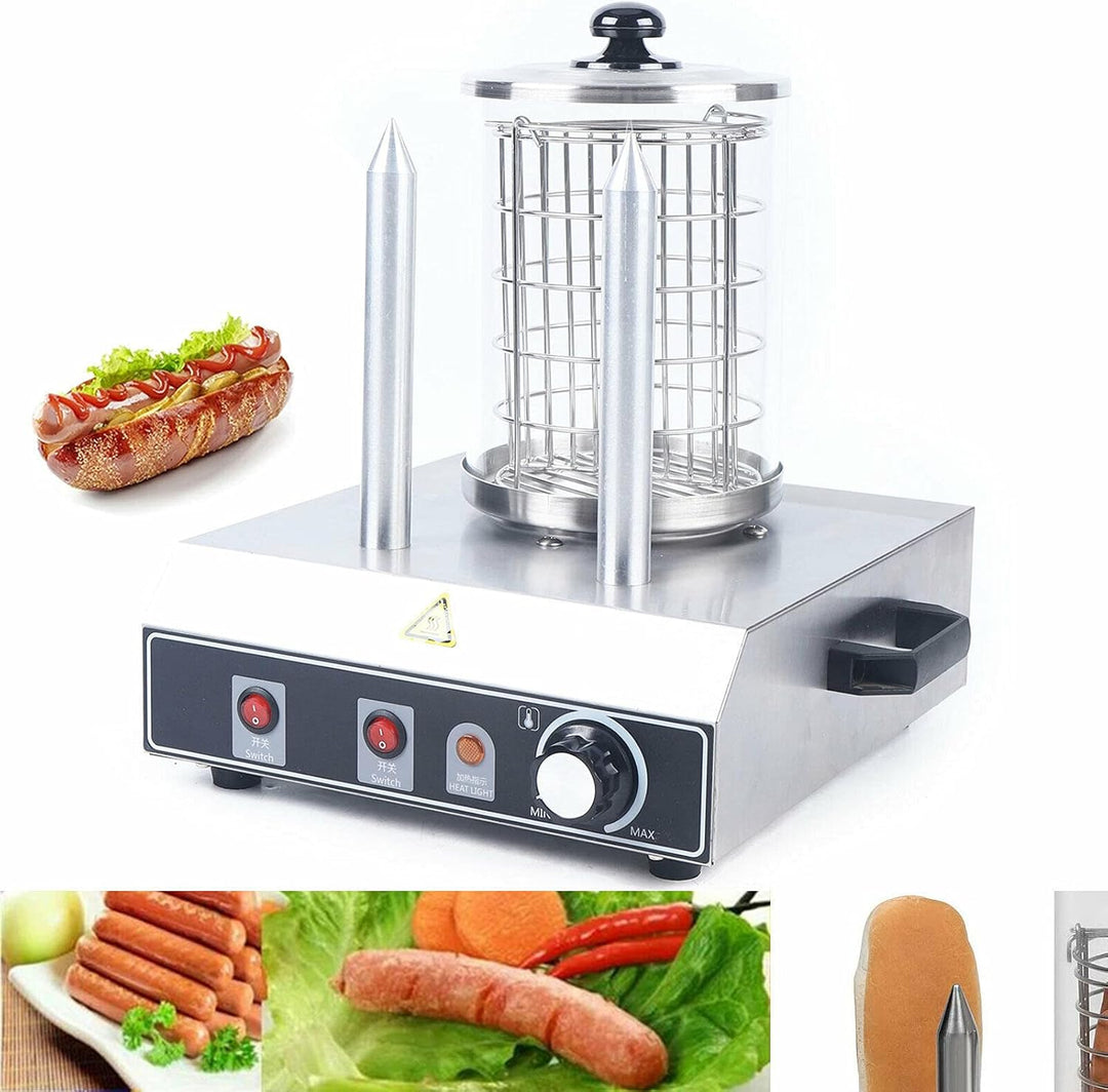 Hot Dog Maker, 422W Elektrischer Würstchenwärmer Profi Wurstwärmer Würstchen Maschine Edelstahl Bock