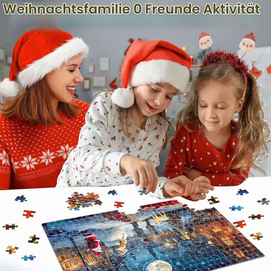 POPOYU Adventskalender 2025 Weihnachts Puzzle für Erwachsene Kinder,Weihnachtsgeschenke Weihnachts J