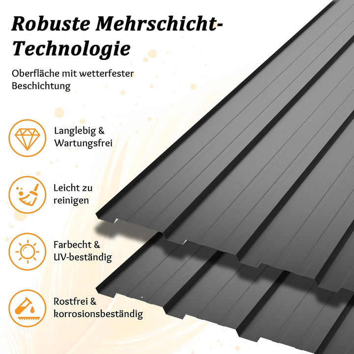 Thanaddo 15er Set Trapezblech Profilblech Dachblech, 0,25mm Verzinkter Stahl mit vorgebohrten Löcher