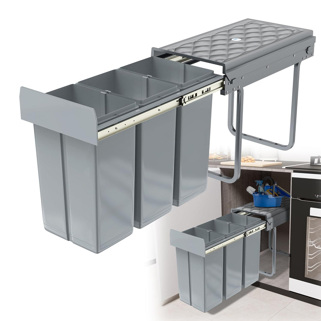 HENGMEI Einbaumülleimer Unterschrank Einbau-Mülleimer Küche Abfalleimer Ausziehbarer Abfallsammler M