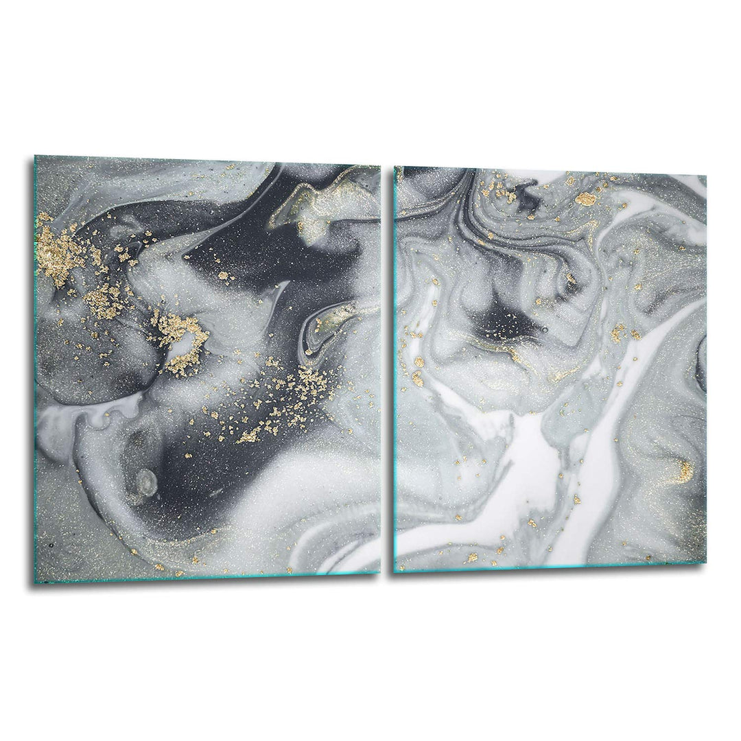 TMK | Herdabdeckplatten Set 2x40x52 cm Ceranfeld Abdeckung Glas Spritzschutz Abdeckplatte Glasplatte