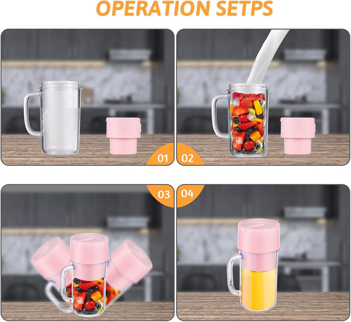 Tragbarer 340-ml-Minimixer mit 6 Klingen, Wasserdicht, USB Typ-C, Wiederaufladbar, Persönlicher Mixe