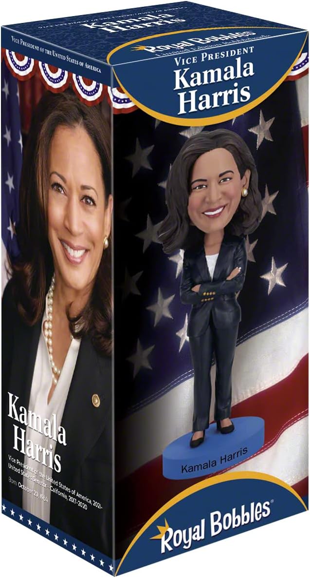 Royal Bobbles Kamala Harris Wackelkopf, Premium Polyresin lebensechte Figur, einzigartige Seriennumm