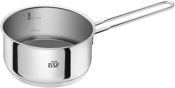 Zwilling BSF Stieltopf Bordeaux 16 cm 1,5 L – Edelstahl Kochtopf silber mit Innenskalierung (0,5 l /