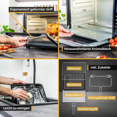 TZS First Austria Minibackofen, 30L, 1600 Watt, Digitalanzeige, kompakter Elektroofen für den Tischg