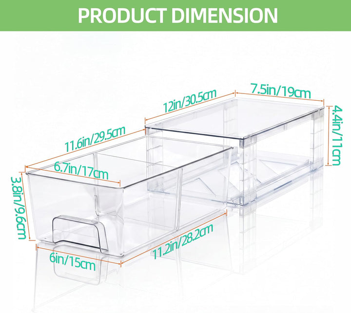 4er-Set Stapelbare Kleine Aufbewahrungsschubladen, Acryl Organizer mit Griffen, Kunststoffboxen für