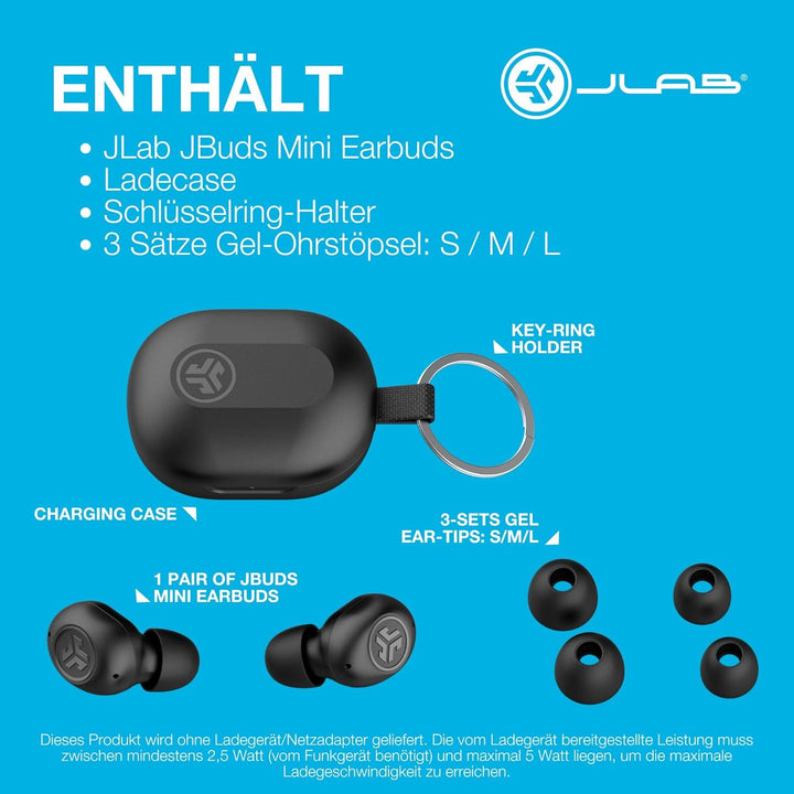 JLab JBuds Mini True Wireless Earbuds, Kopfhörer In Ear, Bluetooth Ohrhörer mit Mikrofon, Kabellose