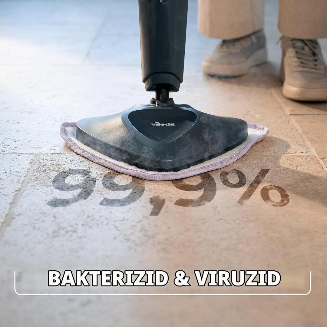 Vileda Steam Plus Pro Sensitive Pad, perfekt für empfindliche Böden, dank dreieckiger Form ideal für