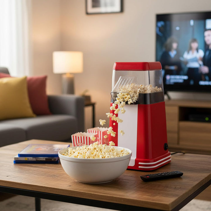 Baroni Home Popcorn Maschine mit Heissluft 1200 W, ohne Öl und Fett, Popcorn in 2-3 Minuten, Dosierd